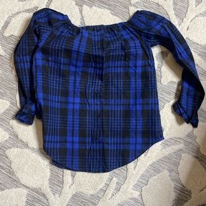 Plaid off the shoulder top